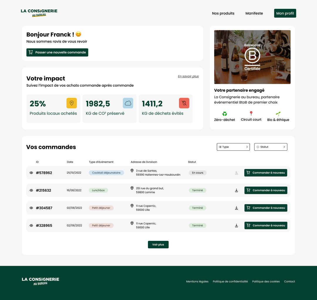 La Consignerie - Plateforme e-commerce écologique avec calcul d'impact environnemental développée par Rayane Rachid